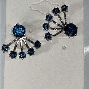 NWOT Chuck Clemency Genuine London Blue Topaz Earrings- Stud & Ear Cuff
